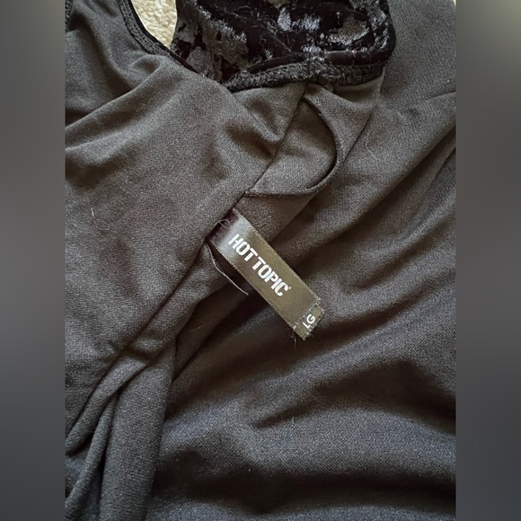 Hot Topic Black Crushed Velvet One Piece Swimsuit Bathing Suit Deep V-Neck Goth - Picture 12 of 13